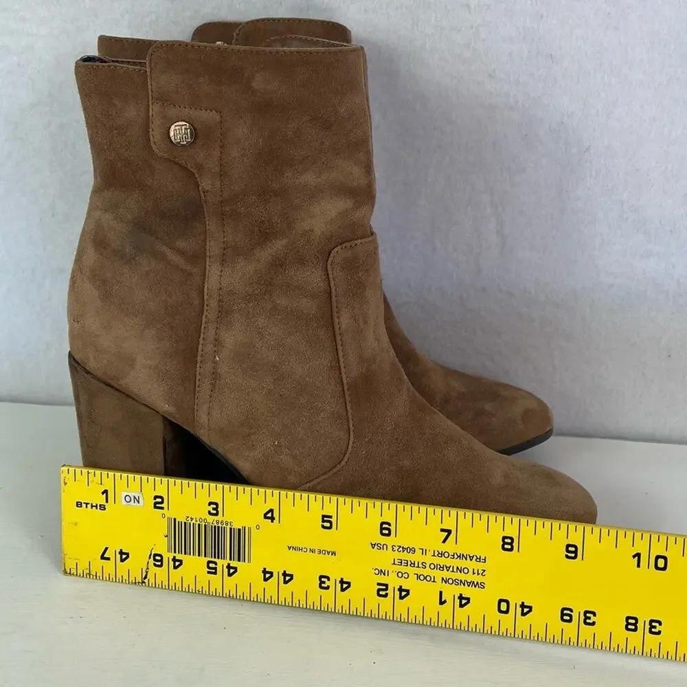 Tommy Hilfiger Boots Womens 8M Brown TWNATALAI Ankle Suede Leather